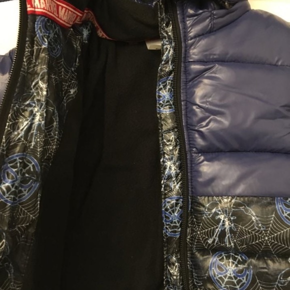 BRAND NEW boy marvel spider man bubble puffer jacket with detachable zipped hood - Picture 8 of 8